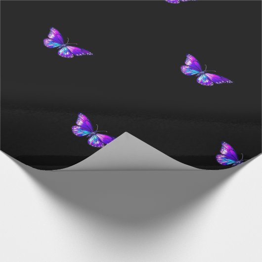 Holografisches Schmetterlingspapier schwarz Geschenkpapier (Ecke)