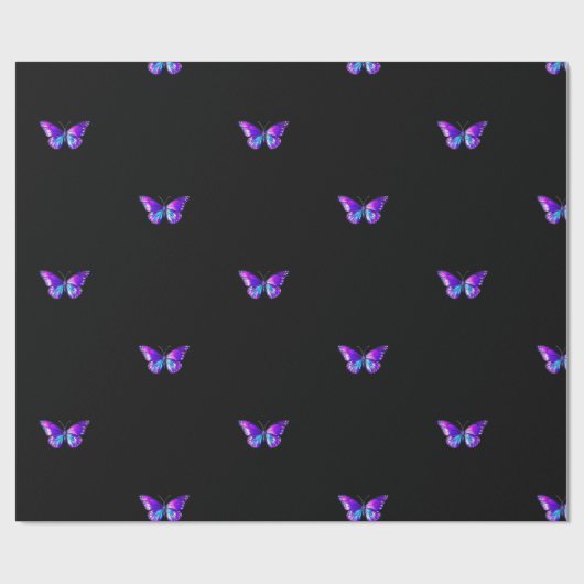 Holografisches Schmetterlingspapier schwarz Geschenkpapier (Flach)