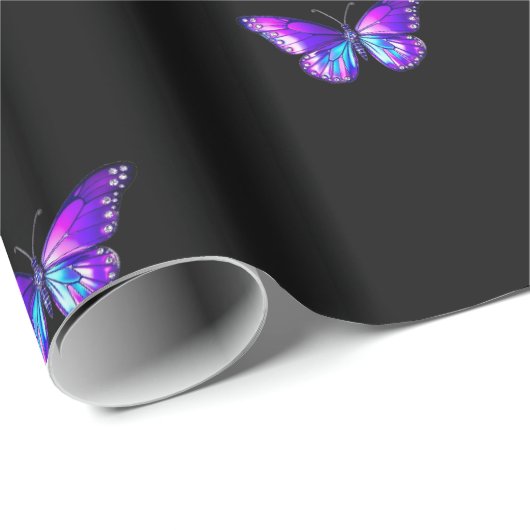 Holografisches Schmetterlingspapier schwarz Geschenkpapier (Rolleneckpunkt)
