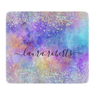 Holografisches Schrift Glam Glitter Opal Schneidebrett