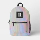 Holografisches Schwarzes Monogramm Bedruckter Rucksack (Vorderseite)