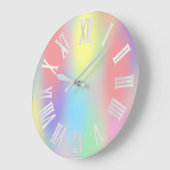 Holografisches Unicorn Rainbow Gray römische Zahle Große Wanduhr (Winkel)