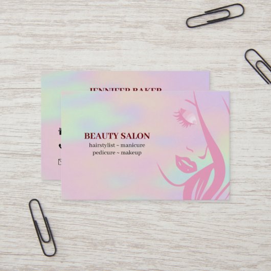 Hologram Beauty Salon Visitenkarte (Vorderseite/Rückseite Beispiel)