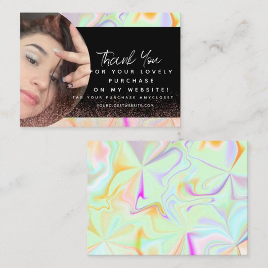 Hologram Boutique Beauty Business Vielen Dank Visitenkarte (Vorne/Hinten)