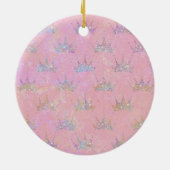 Hologram Holograph Glitzer Crown Pink Swirl Marmor Keramik Ornament (Hinten)