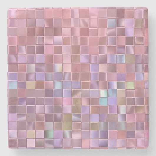 Hologram Pink Mosaic Steinuntersetzer (Vorderseite)