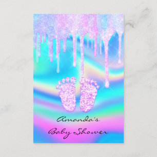 Hologram Unicorn Baby Shower Girly Feet Glitzer Einladung