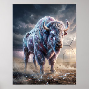 Hologramm Bison Sturm Ebenen Poster
