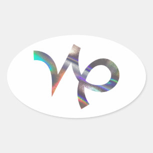 Hologramm Capricorn Ovaler Aufkleber