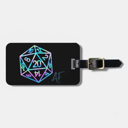 Hologramm D20 Crit AF | PnP Tabletop Gamer Dice Gepäckanhänger (Vorderseite horizontal)