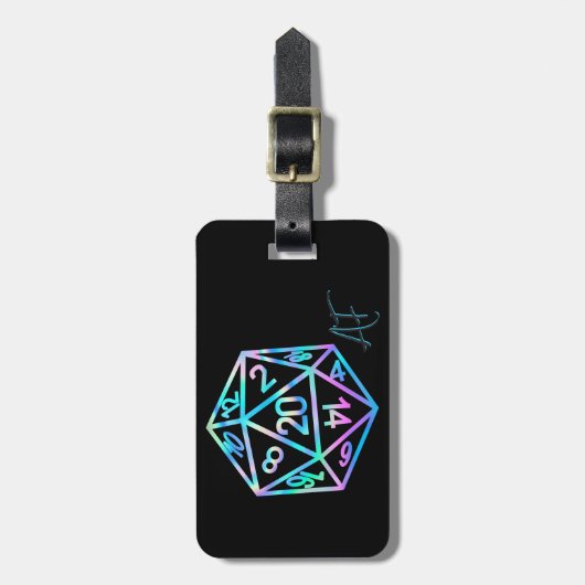 Hologramm D20 Crit AF | PnP Tabletop Gamer Dice Gepäckanhänger (Vorderseite vertikal)