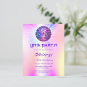 Hologramm Disco-Rosa Geburtstagsfeier (Stehend Vorderseite)