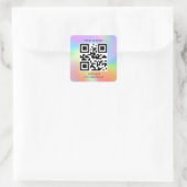 Hologramm, einfacher QR-Code für kleine Unternehme Quadratischer Aufkleber (Tasche)