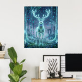 Hologramm-Hirsch Elektrischer Wald Poster (Heimbüro)