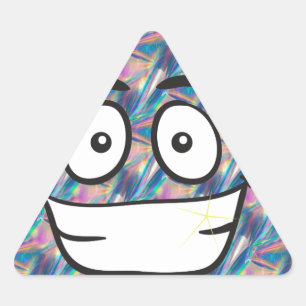 Hologramm kackend Emoji Dreieckiger Aufkleber