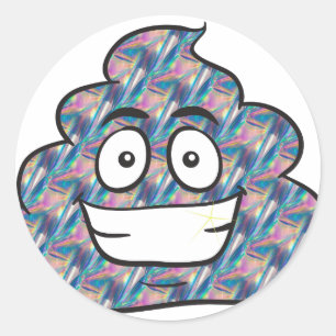 Hologramm kackend Emoji Runder Aufkleber