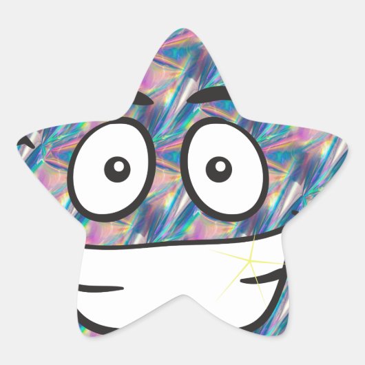 Hologramm kackend Emoji Stern-Aufkleber (Vorderseite)