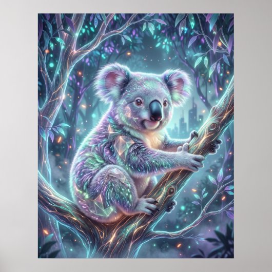 Hologramm Koala Neon-Krone Poster (Vorne)