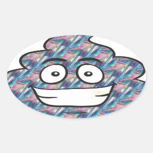 Hologramm-Kot-Emoji Ovaler Aufkleber