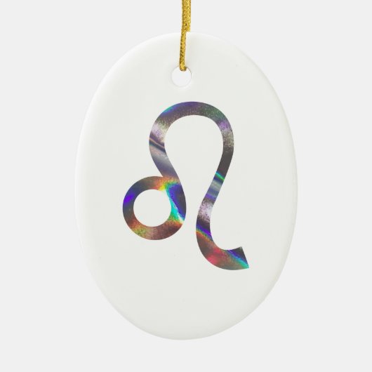 Hologramm Leo Keramik Ornament (Vorne)