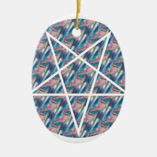 Hologramm-Pentagramm Keramik Ornament