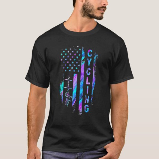 Hologramm-Radrenner mit der Flagge der USA T-Shirt (Vorderseite)