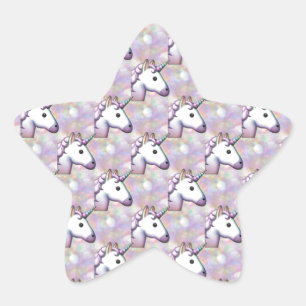 Hologramm unicorn emoji Stern-Aufkleber