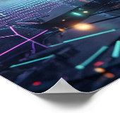 Hologramm Wolf Glitch Wüste Poster (Ecke)