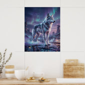 Hologramm Wolf Glitch Wüste Poster (Küche)