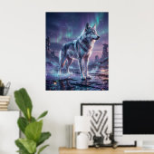 Hologramm Wolf Glitch Wüste Poster (Heimbüro)