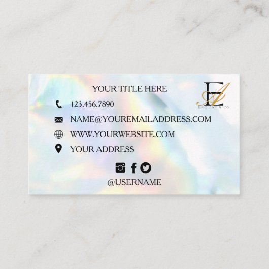 HOLOGRAPGHIC FOIL PASTEL FARBE RETRO TRENDY VISITENKARTE (Rückseite)