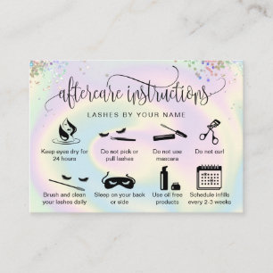 Holograph Aftercare-Karte Wimpern-Erweiterungen Ic Visitenkarte