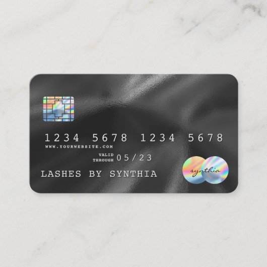 Holograph Black Foil Modern Credit Card Style Visitenkarte (Vorderseite)