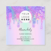Holograph Blue Tropfen Cosmetics Nails Custom Logo Quadratische Visitenkarte (Rückseite)