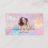 Holograph Boutique Shop Tropfen QR-Code Logo-Foto Visitenkarte (Vorderseite)