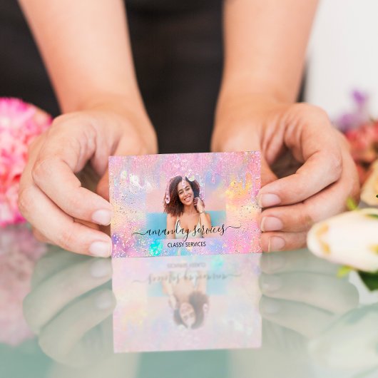 Holograph Boutique Shop Tropfen QR-Code Logo-Foto Visitenkarte