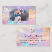 Holograph Boutique Shop Tropfen QR Logo Foto Visitenkarte (Vorne/Hinten)
