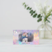 Holograph Boutique Shop Tropfen QR Logo Foto Visitenkarte (Stehend Vorderseite)