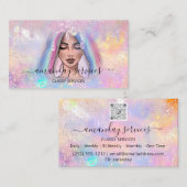 Holograph Boutique Shop Tropfen QR-Logo Rosa Visitenkarte (Vorne/Hinten)
