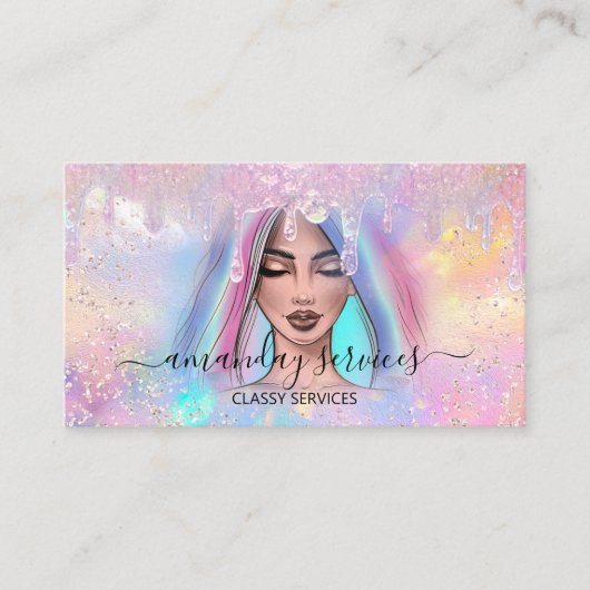 Holograph Boutique Shop Tropfen QR-Logo Visitenkarte (Vorderseite)