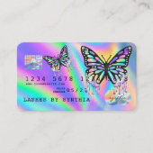 Holograph Butterfly Modern Credit Card Style Visitenkarte (Vorderseite)