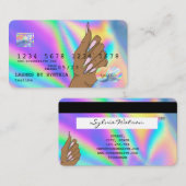Holograph Credit Card Nail Tech Logo hinzufügen Visitenkarte (Vorne/Hinten)