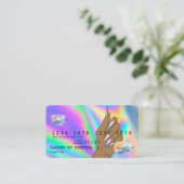 Holograph Credit Card Nail Tech Logo hinzufügen Visitenkarte (Stehend Vorderseite)