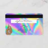 Holograph Credit Card Nail Tech Logo hinzufügen Visitenkarte (Rückseite)