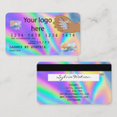 Holograph Credit Card Nail Tech Logo hinzufügen Visitenkarte (Vorne/Hinten)