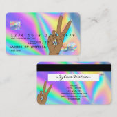 Holograph Credit Card Nail Tech Logo hinzufügen Visitenkarte (Vorne/Hinten)