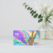 Holograph Credit Card Nail Tech Logo hinzufügen Visitenkarte (Stehend Vorderseite)