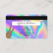 Holograph Credit Card Nail Tech Logo hinzufügen Visitenkarte (Rückseite)