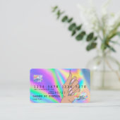 Holograph Credit Card Nail Tech Logo hinzufügen Visitenkarte (Stehend Vorderseite)