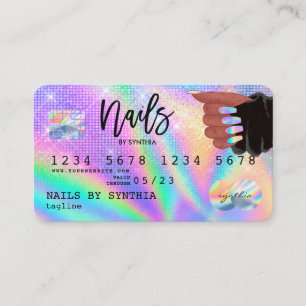 Holograph Credit Card Nail Tech Visitenkarte